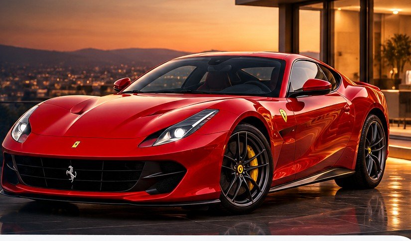 Red Ferrari sports car illustrating an aspirational long-term financial goal